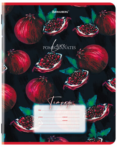 Тетрадь 18 л. BRAUBERG, клетка, обложка картон, ГРАНАТ, 107296