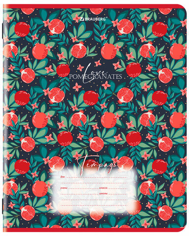 Тетрадь 18 л. BRAUBERG, клетка, обложка картон, ГРАНАТ, 107296