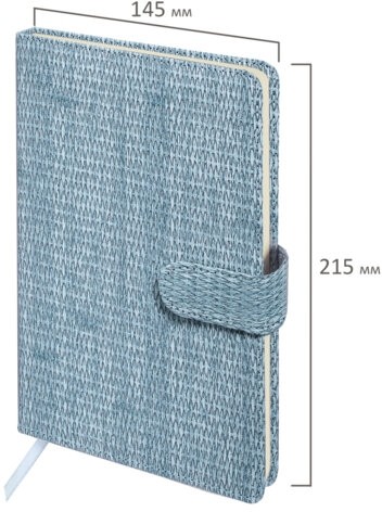 Еженедельник датированный 2026 А5 145х215 мм, BRAUBERG "Augustus", под кожу, голубой, 117165