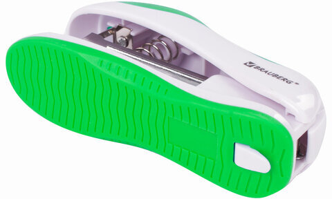 Степлер №10 BRAUBERG "JET", до 15 листов, эргономичный, бело-зеленый, 228580