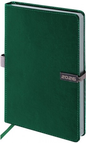Ежедневник датированный 2026 А5 138x213 мм, BRAUBERG &quot;Inspiration&quot;, под кожу, цветной срез, темно-зеленый, 117477