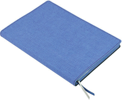 Блокнот А5 (148x213 мм), BRAUBERG "Tweed", 112 л., гибкий, под ткань, линия, синий, 110966