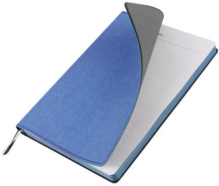 Блокнот А5 (148x213 мм), BRAUBERG "Tweed", 112 л., гибкий, под ткань, линия, синий, 110966