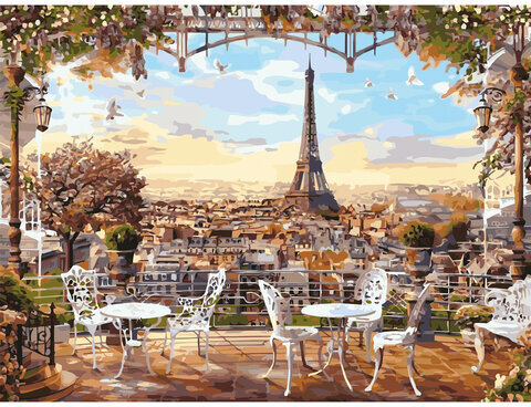 Картина по номерам 40х50 см ОСТРОВ СОКРОВИЩ "Париж", на подрамнике, акриловые краски, 3 кисти, 662466