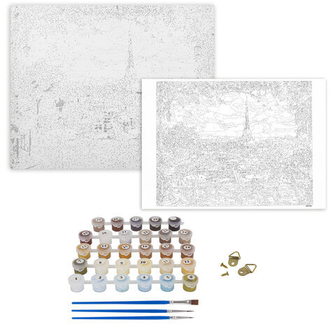 Картина по номерам 40х50 см ОСТРОВ СОКРОВИЩ "Париж", на подрамнике, акриловые краски, 3 кисти, 662466