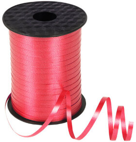 Лента упаковочная декоративная для шаров и подарков, 5 мм х 500 м, красная, ЗОЛОТАЯ СКАЗКА, 591811