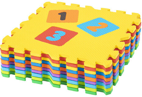 Коврик-пазл напольный 0,9х0,9 м, мягкий, "Игрушки", 9 частей 30х30 см, толщина 1 см, ЮНЛАНДИЯ, 646668, 664668