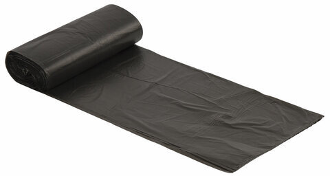 Мешки для мусора 30 л черные в рулоне 30 шт., ПНД 8 мкм, 50х60 см, LAIMA стандарт, 601377