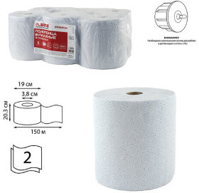 Полотенца бумажные рулонные 150 м, LAIMA (Система H1) PREMIUM, 2-слойные, белые с ЦВЕТНЫМ ТИСНЕНИЕМ, КОМПЛЕКТ 6 рулонов, 112504