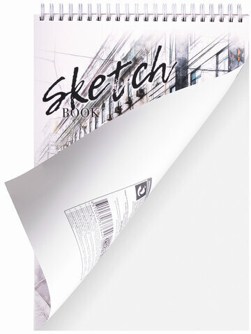 Скетчбук, рисовальная бумага 300 г/м2, 195х300 мм, 20 л., гребень, SoftTouch, брайль, "Трамвай", 97323