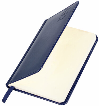 Еженедельник датированный 2023 МАЛЫЙ ФОРМАТ 95х155 мм А6, BRAUBERG "Imperial", под кожу, синий, 113965