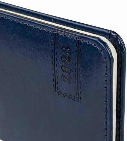 Еженедельник датированный 2023 МАЛЫЙ ФОРМАТ 95х155 мм А6, BRAUBERG "Imperial", под кожу, синий, 113965