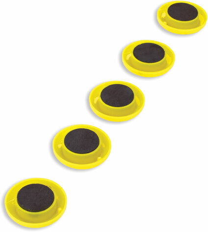 Магниты СРЕДНЕГО ДИАМЕТРА, 30 мм, НАБОР 5 штук, с рисунком СМАЙЛИК, жёлтые, в блистере, STAFF "Basic", 237483