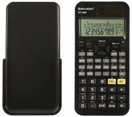 Калькулятор инженерный двухстрочный BRAUBERG SC-850 (163х82 мм), 240 функций, 10+2 разрядов, двойное питание, ЧЕРНЫЙ, 250525