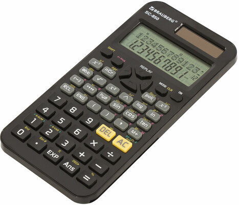 Калькулятор инженерный двухстрочный BRAUBERG SC-850 (163х82 мм), 240 функций, 10+2 разрядов, двойное питание, ЧЕРНЫЙ, 250525