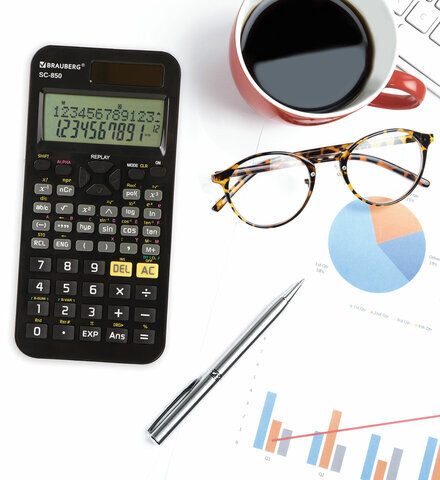 Калькулятор инженерный двухстрочный BRAUBERG SC-850 (163х82 мм), 240 функций, 10+2 разрядов, двойное питание, ЧЕРНЫЙ, 250525