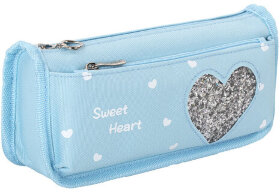 Пенал-косметичка ЮНЛАНДИЯ, 2 отделения, полиэстер, &quot;Heart&quot;, мятный, 21х6х9 см, 270257