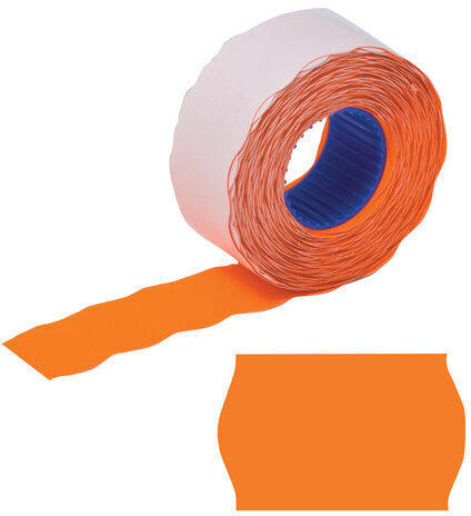 Этикет-лента 26х16 мм, волна, оранжевая, комплект 5 рулонов по 800 шт., BRAUBERG, 123582