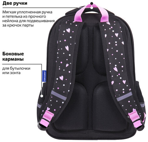 Рюкзак BRAUBERG SOFT, 2 отделения, 3 кармана, "I love coffee", СВЕТЯЩИЙСЯ, 40х31х15 см, 270611