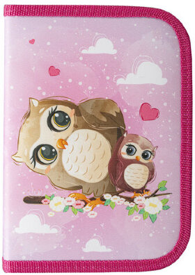 Пенал ПИФАГОР, 1 отделение, полиэстер, 19х13 см, &quot;Cute owls&quot;, 271011