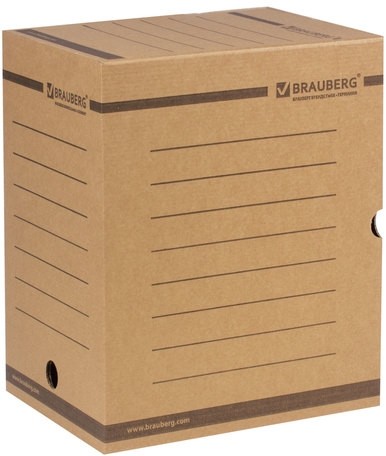 Короб архивный с клапаном А4 (260х325 мм), 200 мм, до 1800 листов, плотный, микрогофрокартон, BRAUBERG, 126510