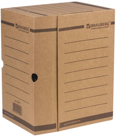 Короб архивный с клапаном А4 (260х325 мм), 200 мм, до 1800 листов, плотный, микрогофрокартон, BRAUBERG, 126510