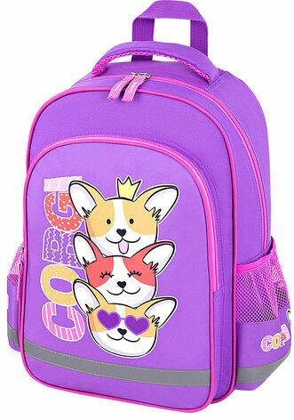 Рюкзак ПИФАГОР SCHOOL, 1 отделение, 3 кармана, "Corgi queen", 38x28х14 см, 272085