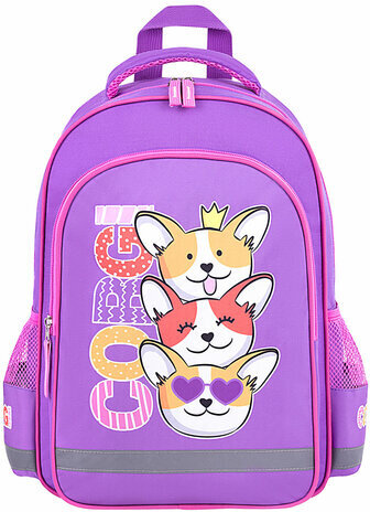 Рюкзак ПИФАГОР SCHOOL, 1 отделение, 3 кармана, "Corgi queen", 38x28х14 см, 272085
