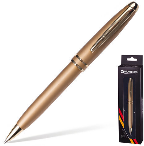Ручка подарочная шариковая BRAUBERG "Oceanic Gold", корпус золотистый, узел 1 мм, линия письма 0,7 мм, синяя, 140722