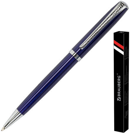 Ручка подарочная шариковая BRAUBERG "Cayman Blue", корпус синий, узел 1 мм, линия письма 0,7 мм, синяя, 141409