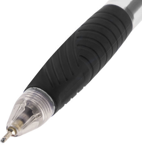 Ручка шариковая масляная автоматическая с грипом BRAUBERG "Jet", ЧЕРНАЯ, узел 0,7 мм, линия письма 0,35 мм, 142133