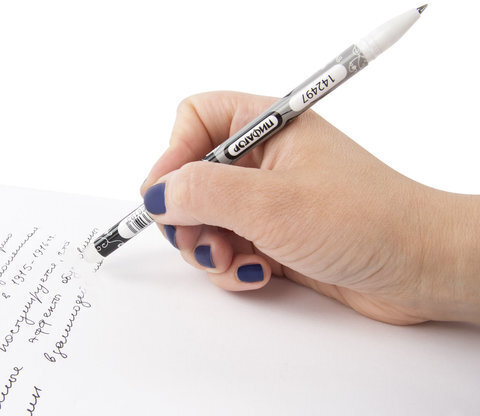 Ручка стираемая гелевая ПИФАГОР, ЧЕРНАЯ, корпус двухцветный, узел 0,5 мм, линия письма 0,35 мм, 142497