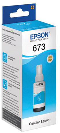 Чернила EPSON 673 (T6732) для СНПЧ Epson L800/L805/L810/L850/L1800, голубые, ОРИГИНАЛЬНЫЕ, C13T67324A/298