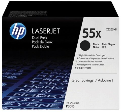 Картридж лазерный HP (CE255XD) LaserJet M525dn/M521dn/P3015, КОМПЛЕКТ 2 шт., оригинальный, ресурс 2х13500 страниц