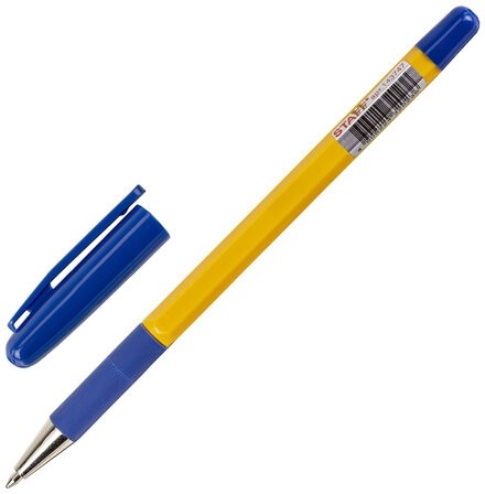 Ручка шариковая с грипом STAFF "Basic BP-14 Orange", СИНЯЯ, узел 0,7 мм, линия письма 0,35 мм, 143747