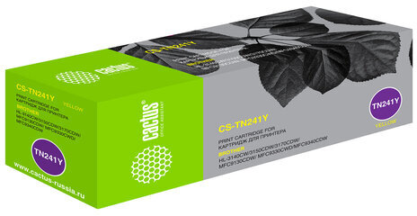 Картридж лазерный CACTUS (CS-TN241Y) для BROTHER HL-3140CW/DCP-9020CDW, желтый, ресурс 1400 стр.