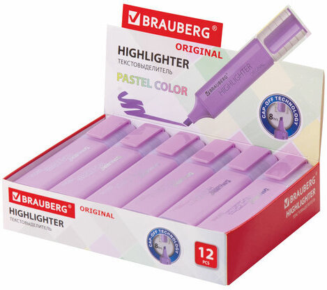 Текстовыделитель BRAUBERG "ORIGINAL PASTEL", ЛАВАНДОВЫЙ, линия 1-5 мм, 151695