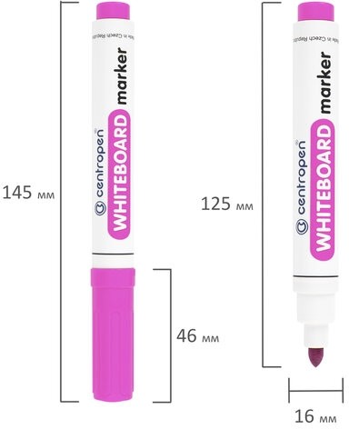 Маркер стираемый для белой доски РОЗОВЫЙ CENTROPEN "Dry-Wipe", круглый наконечник, 2,5 мм, 8559, 5 8559 0103