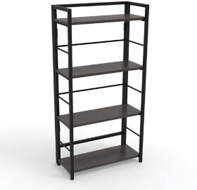 Стеллаж BRABIX &quot;Smart SH-005&quot;, 605х290х1193 мм, ЛОФТ, прямой, складной, металл/ЛДСП ясень, каркас черный, 641869