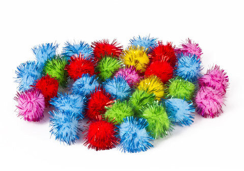 Помпоны для творчества, блестящие, 5 цветов, 25 мм, 30 шт., ОСТРОВ СОКРОВИЩ, 661425