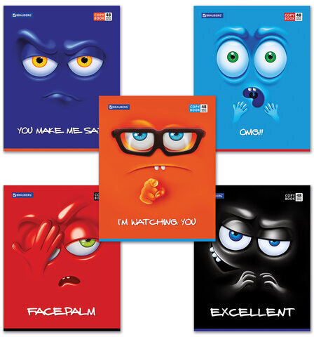 Тетрадь А5, 48 л., BRAUBERG, клетка, обложка картон, МОРДАШКА, 402045