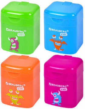 Точилка BRAUBERG KIDS &quot;Монстрик&quot;, с контейнером, корпус ассорти, 271946