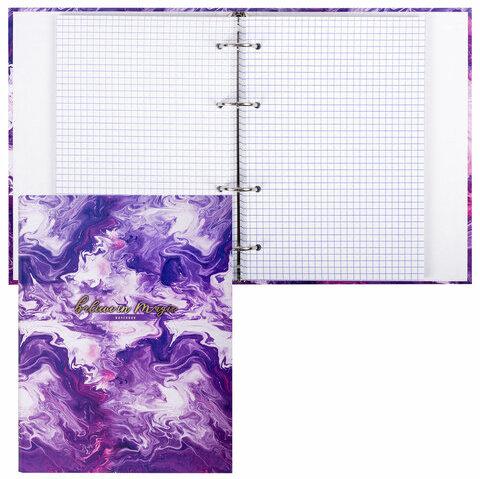 Тетрадь на кольцах А5 165х215 мм, 120 листов, твердый картон, клетка, BRAUBERG, "Blur", 404714