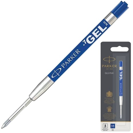 Стержень гелевый PARKER "Quink Gel", металлический, 98 мм, узел 0,7 мм, блистер, синий, 1950346