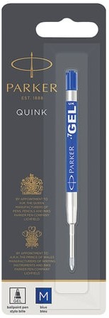 Стержень гелевый PARKER "Quink Gel", металлический, 98 мм, узел 0,7 мм, блистер, синий, 1950346
