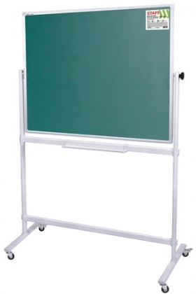 Доска для мела/магнитно-маркерная НА СТЕНДЕ 120х180 см, 2-сторонняя, зеленая/белая, STAFF, 238007