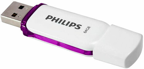 Флеш-диск 64 GB PHILIPS SNOW, разъем USB 2.0, фиолетовый, FM64FD70B/97