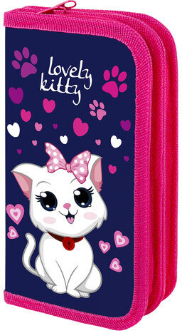 Пенал ПИФАГОР, 2 отделения, ламинированный картон, 19х11 см, "Positive Kitty", 271534