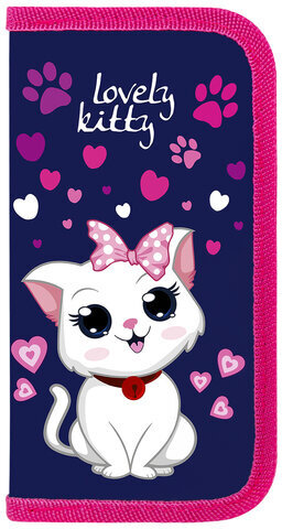 Пенал ПИФАГОР, 2 отделения, ламинированный картон, 19х11 см, "Positive Kitty", 271534