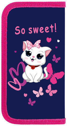 Пенал ПИФАГОР, 2 отделения, ламинированный картон, 19х11 см, "Positive Kitty", 271534